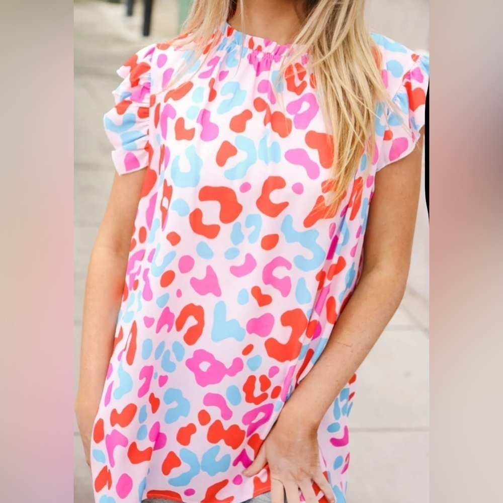 Colorful Leopard Print Blouse